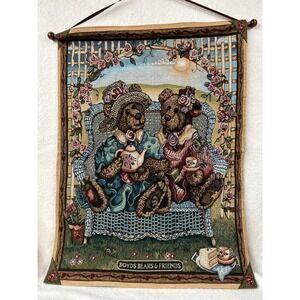 Boyds Bears & Friends Tapestry Wall Hanging‎ Home Decor Rose Cottagecore